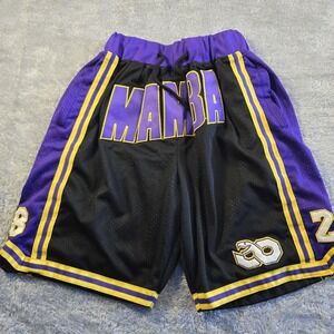 Just Don Mamba Basketball Shorts Mens Large Black Purple Gold Kobe 8 24 Mesh